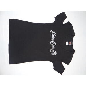 Harley-Davidson Women's Black Cold Shoulder T-Shirt Size Medium